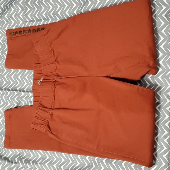 Soft Surroundings Sz S Pull on Pants Orange Rust Snaps at Ankle Trousers Jeans - Picture 3 of 8